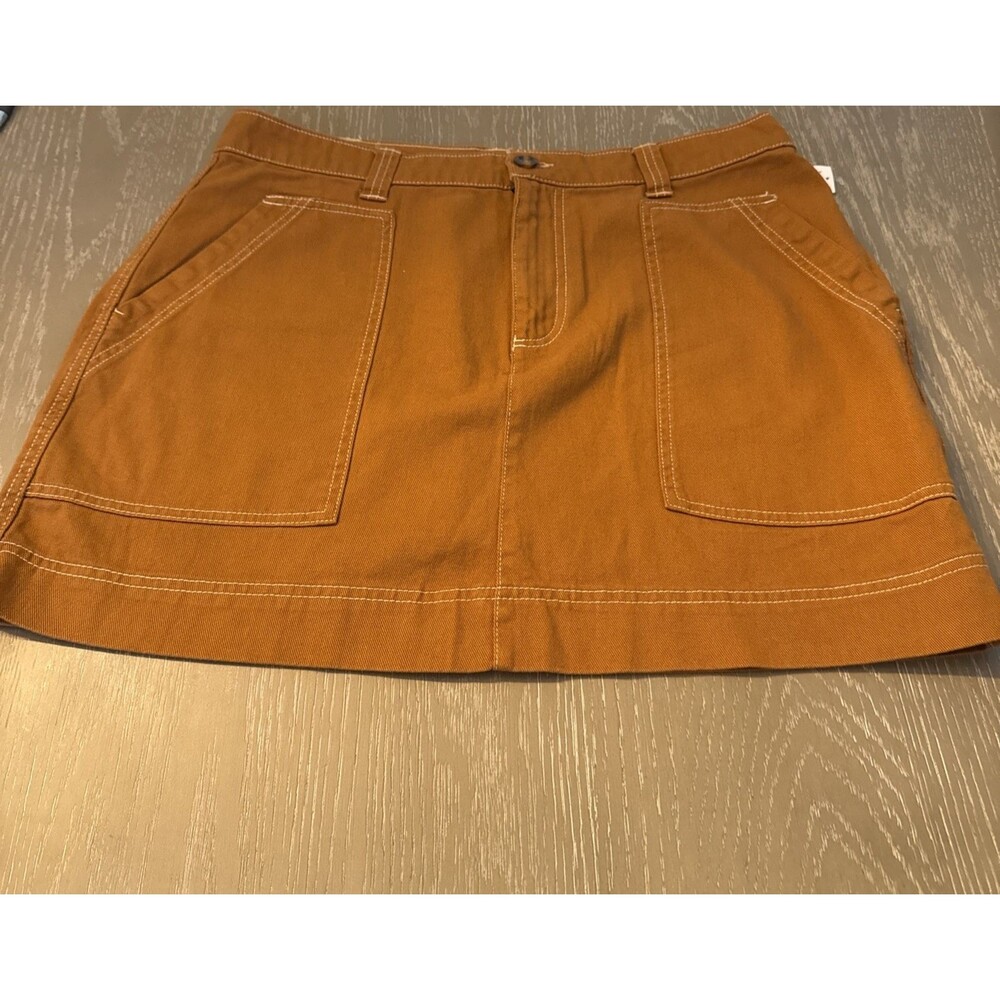 NWT Old Navy Denim Carpenter Mini Skirt Size 14 Brown